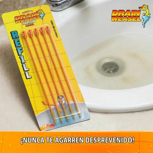 Vista 3 de FlexiSnake Recambio de comadreja de drenaje para fregadero, removedor de obstrucciones de pelo de serpiente, 5