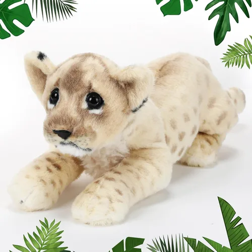 Vista 7 de RoundFunny Animal de peluche de 15 pulgadas, tigre, leopardo, león, guepardo, realista, juguetes de animales salvajes de la selva, juguetes