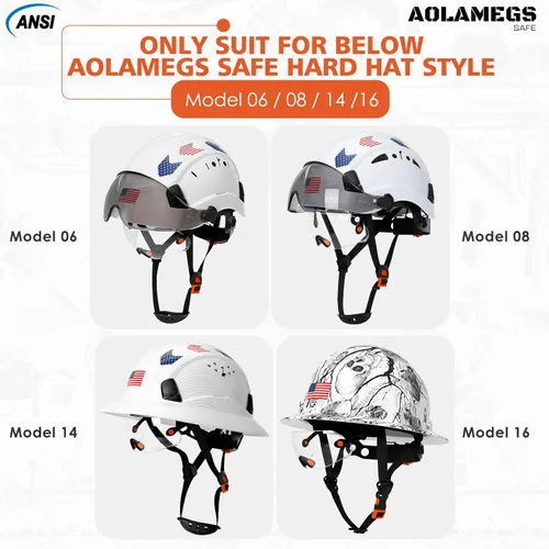 Vista 7 de Anteojos de seguridad ANSI Z87, accesorios de visera de casco duro de construcción OSHA, protector de ojos transparente y tintado integrado