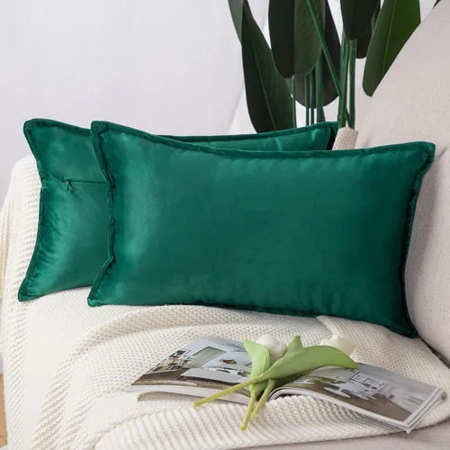 Vista 39 de MADIZZ Juego de 2 fundas de almohada decorativas de terciopelo súper suave con borlas, estilo de lujo, funda de almohada para sofá y dormitorio