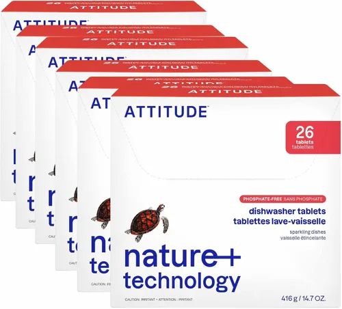 Vista 9 de ATTITUDE Cápsulas de detergente a base de plantas y veganas, sin fosfato, derivadas de forma natural, sin perfume, 26
