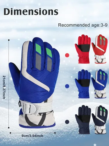 Vista 2 de 6 pares de guantes de esquí impermeables para niños, guantes de nieve cálidos para invierno, guantes térmicos para deportes al aire libre