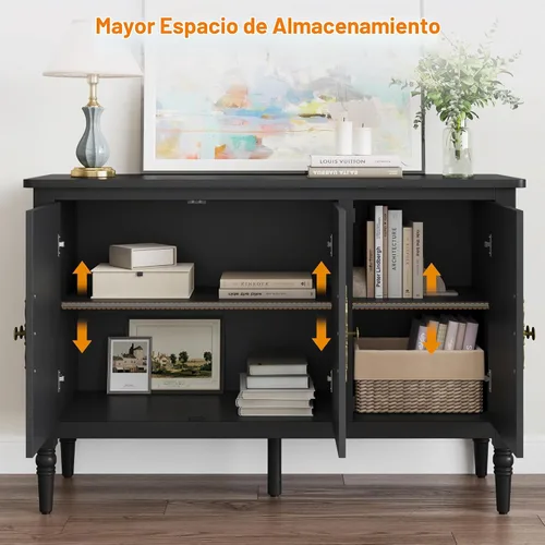 Vista 3 de RoyalCraft Armario buffet con almacenamiento, aparador moderno de mediados de siglo con 3 puertas, mesa de café pintada con estantes ajustables