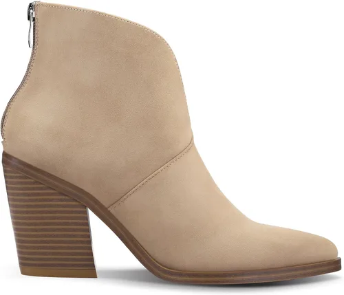 Vista 7 de mysoft Women's V Cut Out Ankle Boots Slip On Pointed Toe Chunky Stacked Heel Booties