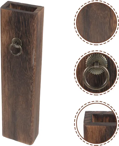 Vista 4 de Jarrón de madera con bolsillo de pared de madera para flores secas y vegetación artificial, soporte para plantas de interior, maceta de bolsillo