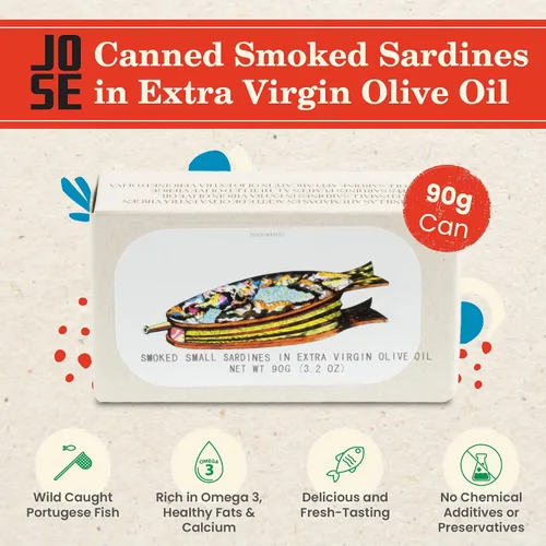 Vista 3 de Jose Gourmet Sardinas Ahumadas en Aceite de Oliva, 3.17 oz