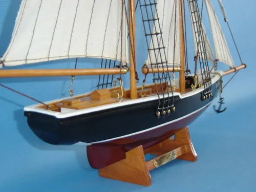 Vista 4 de Velero Bluenose, decoración náutica, artesanía, 17 pulgadas, rojo, negro