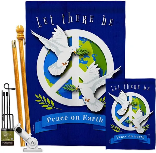 Vista 9 de Peace on Earth Garden House Flags Set Sweet Life Support Environmental Protection Small Decorative Gift Yard Banner Double-Sided Made In USA 28 X 40