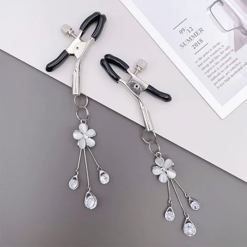Vista 2 de Body Clamps Non Piercing Adjustable Stainless Steel Star Flower Tassel Sexy Metal Clip for Women Faux Body Jewelry