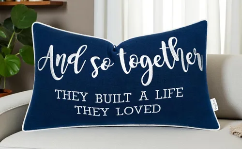 Vista 18 de Funda de Cojín Decorativo Romántico para Pareja, Sentimiento de Amor Bordado, Refranes Decorativos, Acento Lumbar - Decoración de Frases Acogedoras