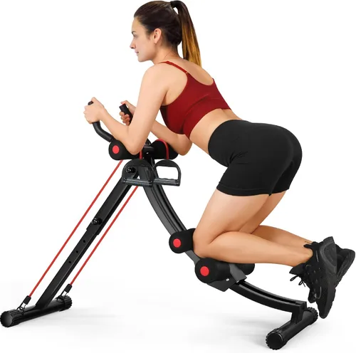 Vista 9 de Ab Machine for Home Gym, Adjustable Foldable Core Trainer Workout Equipment, 4 Adjustable Levels, LCD Monitor, 440 LB Capacity, Thick Knee Pad