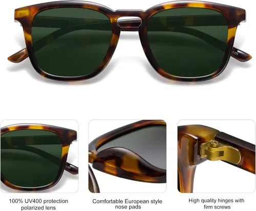 Vista 4 de SOJOS Gafas de sol polarizadas para mujeres y hombres, estilo clásico vintage SJ2155