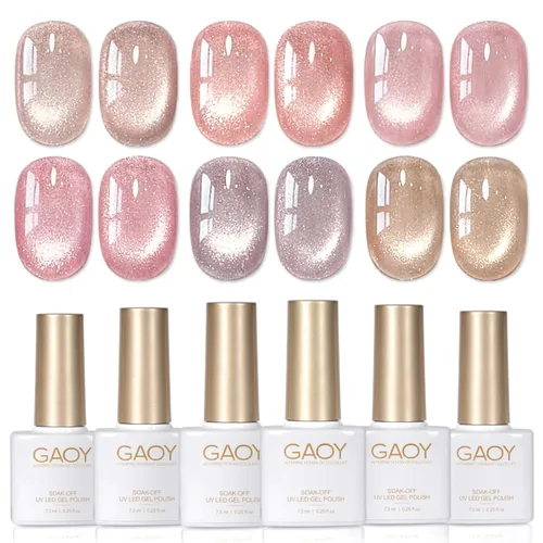 Vista 16 de GAOY Juego de esmaltes de uñas de gel con purpurina de ojo de gato con imán y galaxia colorida para ojos de gato holográficos, manicura de gel