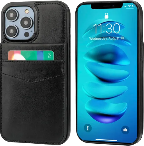 Vista 3 de KIHUWEY Compatible con iPhone 14 Pro Max Funda Cartera Plegable con Soporte para Tarjeta de Crédito, Cierre Magnético de Cuero Premium, Función