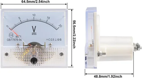 Vista 3 de uxcell Medidor de voltaje del panel analógico DC 0-20V 85C1 2,5% margen de error blanco