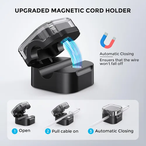 Vista 2 de AhaStyle Organizador de cables magnético [1s Lock] Paquete de 6 soportes para cables