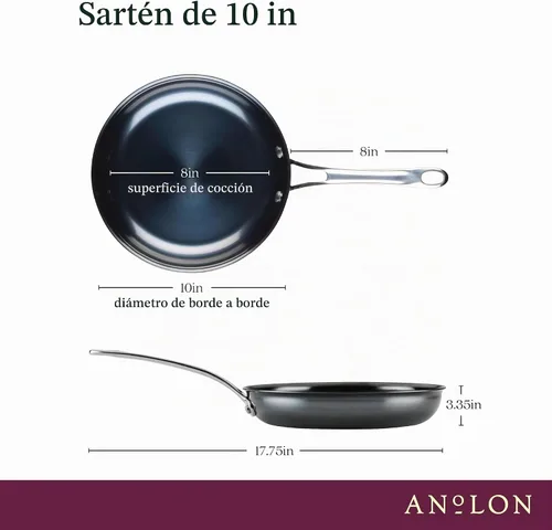 Vista 3 de Anolon EverLast N2 - Sartén de acero al carbono, 10 pulgadas, color negro