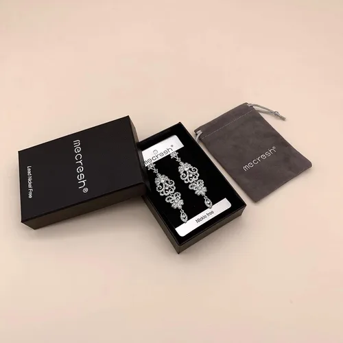 Vista 8 de Pendientes de araña con diamantes de imitación para novias, dorados/plateados Pendientes A-Clear Pin
