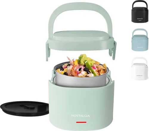 Vista 10 de Nostalgia Fiambrera portátil calentada – Calentador de alimentos de acero inoxidable de 2.5 tazas – Cable desmontable, tapa a prueba de fugas, asa