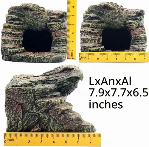 Vista 3 de Plataforma para tomar el sol de reptiles, escondite de cuevas de Gecko, cueva de serpiente y pieles para reptiles, anfibios y animales pequeños