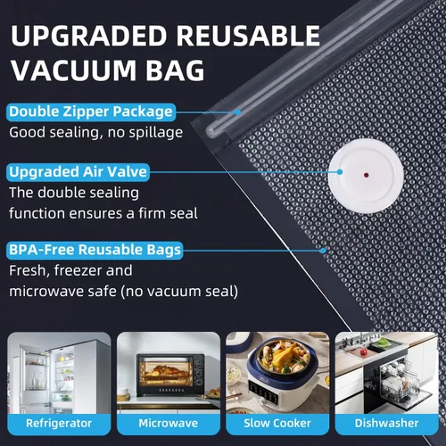 Vista 8 de Vixino Sellador al vacío, sellador al vacío para alimentos, sellador de vacío de mano