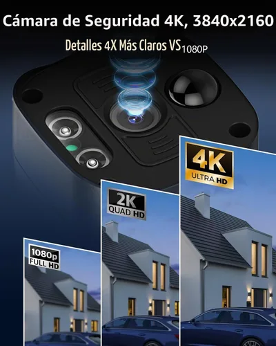 Vista 3 de OOSSXX (Actualización 2026) Sistema de cámara de seguridad para el hogar con cable 4K POE, gran angular de 130°, detección humana AI, sensor PIR