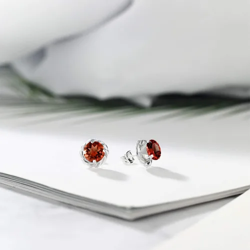 Vista 245 de Gem Stone King Aretes de plata de ley 925 de 0.236 in con piedra natal redonda para mujer