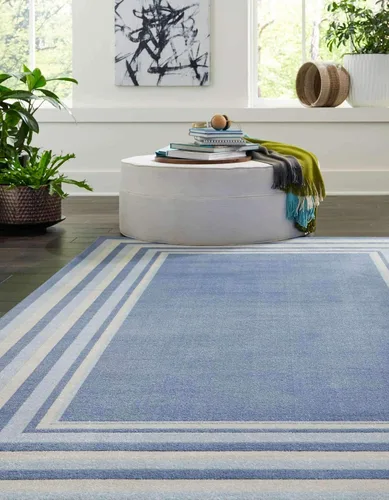 Vista 3 de Unique Loom Lotus Collection - Alfombra de área - Guyana (2' x 3' 1" Rectángulo, Azul/Azul Claro)