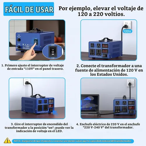 Vista 3 de Transformador de conversión de voltaje de 1000 vatios de alta resistencia, CA de 110 V/120 V/220 V/240 V, con protección de disyuntor reiniciable