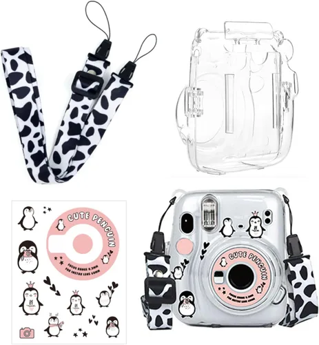 Vista 9 de Kit de funda transparente Mini 11 para Fujifilm Instax Mini 11, funda para cámara instantánea con bolsillo para película, calcomanías adhesivas