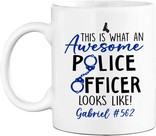 Vista 8 de Taza de café personalizada de policía de regalo para amigo compañero de trabajo, I Never Dreamed I'd Grow Up To Be A Cop Taza de café de cerámica