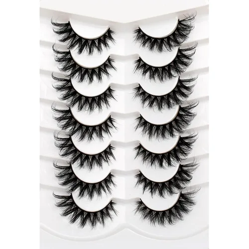 Vista 12 de Pooplunch - Pestañas postizas estilo ojo de gato, extensión de volumen 8D natural, finas, cortas, de visón sintético, tiras de pestañas postizas