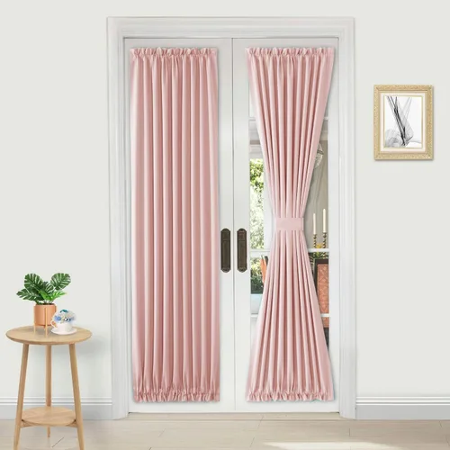 Vista 28 de DWCN Cortinas para Puertas Francesas – Cortinas opacas térmicas con bolsillo para barra para puertas con ventana de cristal, puertas de cocina