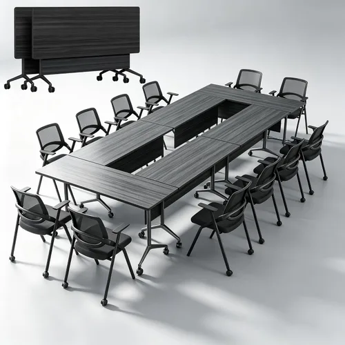 Vista 49 de Folding Conference Table with Wheels, Modular Foldable Conference Room Training Tables for Training Rooms, Flip Top Mobile Rolling Meeting Seminar