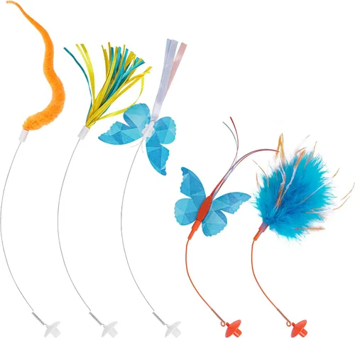 Vista 11 de Migipaws Juguetes interactivos para gatos, juguete de mariposa y plumas, bola giratoria automática para gatos aburridos de interior, sensor táctil