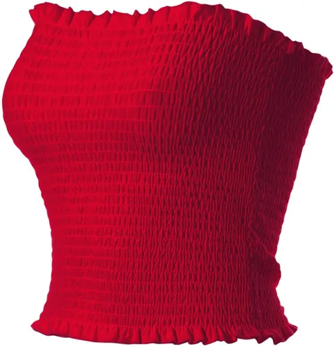 Vista 2 de MixMatchy Top de tubo fruncido con borde de lechuga para mujer