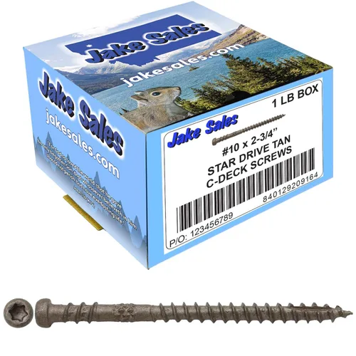 Vista 34 de Tornillo de madera compuesto gris castillo de 2-3/4 pulgadas, cabeza de accionamiento Torx/Star Drive Head - Recubierto Exterior - Compatible