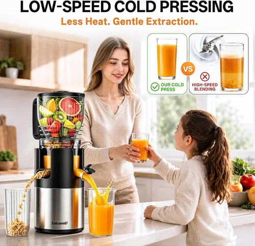 Vista 3 de Godspeeds® Smoothpress® Máquina exprimidora de prensado en frío de 6 pulgadas Negro