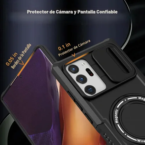 Vista 5 de Funda magnética para Samsung Galaxy Note 20 Ultra con soporte de anillo [con protector de pantalla] [Compatible con carga inalámbrica MagSafe] Funda