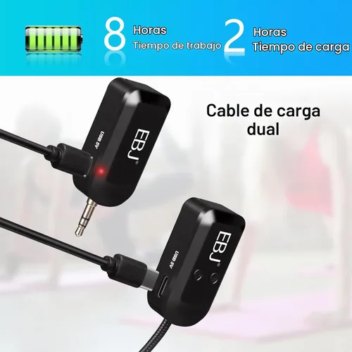 Vista 5 de EBJ Micrófono de auriculares inalámbricos 2.4G y micrófono de mano 2 en 1, transmisión estable de 98.4 ft, carga USB dual tipo C, compatible