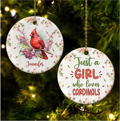Vista 28 de Hyturtle Adorno de Navidad personalizado para amantes del panda rojo, adorno de cerámica con nombre personalizado de Just A Girl Who Loves Red