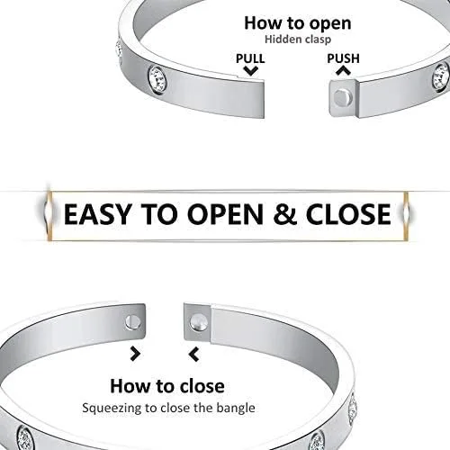 Vista 5 de My Daily Styles Pulsera de acero inoxidable con bisagras CZ para mujer, tamaño 7 pulgadas