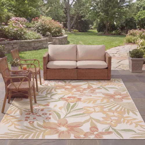 Vista 12 de SAFAVIEH Courtyard Collection - Alfombra de pasillo, 2 pies 3 pulgadas x 8 pies, color beige y óxido, no desprende pelusa y de fácil cuidado