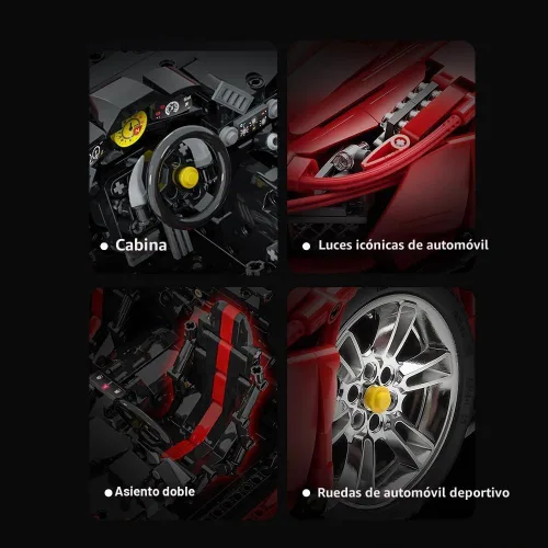 Vista 6 de CaDA Master C61042W Kit de Construcción de Super Coche, Coche de Control Remoto MOC, Juego de Bloques de Coche de Escala Coleccionista RC 1:8