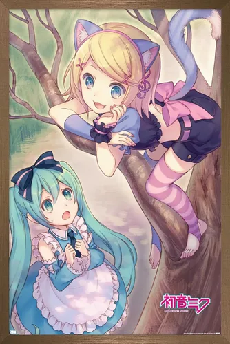 Vista 15 de Trends International Hatsune Miku - Póster de pared de Hatsune y Kagamine Versión enmarcada Barnwood