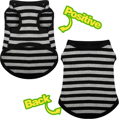 Vista 7 de Paiaite 3 piezas de camisa para perro a rayas de color oscuro, camisas sin mangas de algodón para cachorros, ropa transpirable para mascotas
