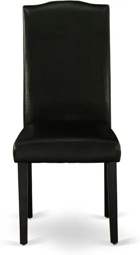 Vista 5 de East West Furniture SHEN3-BLK-69 - Juego de mesa de cocina de 3 piezas contiene una mesa de comedor redonda con pedestal y 2 sillas de comedor