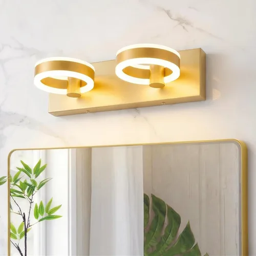 Vista 9 de Lámparas LED de baño, luces negras de tocador de 15 pulgadas, modernos apliques de pared acrílicos de 2 luces, accesorio de iluminación de pared