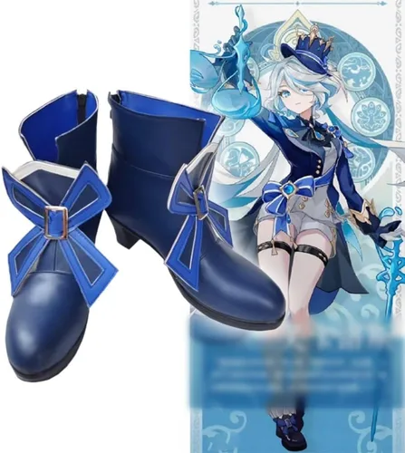 Vista 4 de Genshin Impact Furina - Zapatos de cosplay para Halloween, carnaval, fiesta, traje para mujeres y hombres, juego de rol