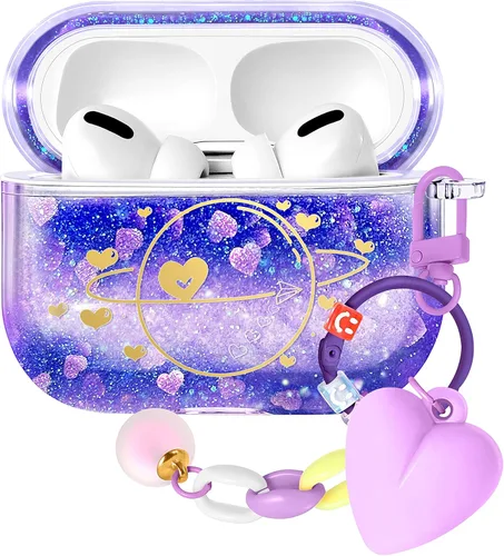 Vista 32 de Funda para Apple para Airpods 4 Case 2024 - Arena Movediza Líquida Arte Artístico Estético Funda Mujer Chica Mujeres Brillante Brillo Purpurina